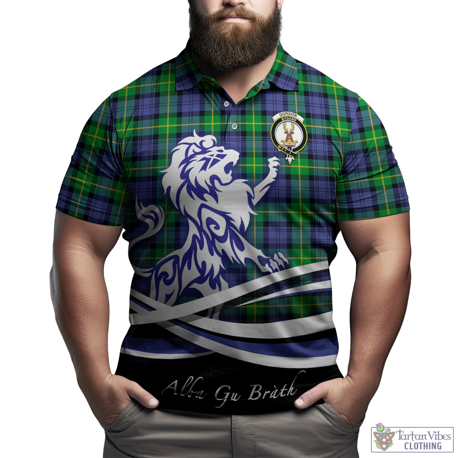 gordon-modern-tartan-polo-shirt-with-alba-gu-brath-regal-lion-emblem