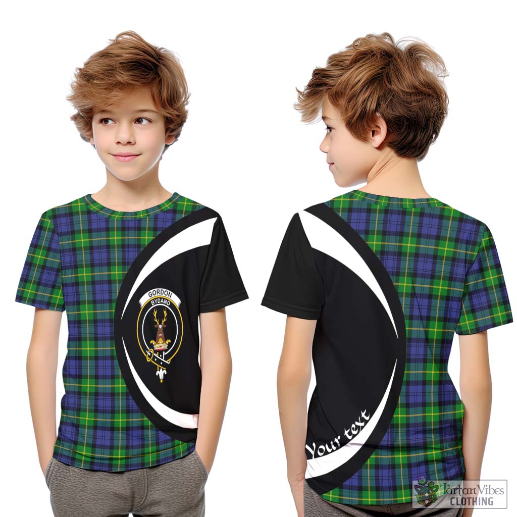 Gordon Modern Tartan Kid T-Shirt with Family Crest Circle Style Youth XL Size14 - Tartan Vibes Clothing