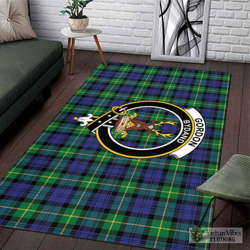 Gordon Modern Tartan Area Rug with Family Crest