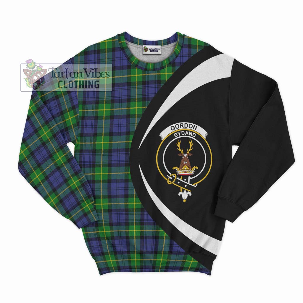 Gordon Modern Tartan Sweatshirt with Family Crest Circle Style Unisex - Tartan Vibes Clothing