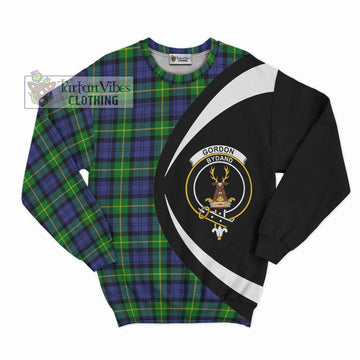 Gordon Modern Tartan Sweatshirt with Family Crest Circle Style