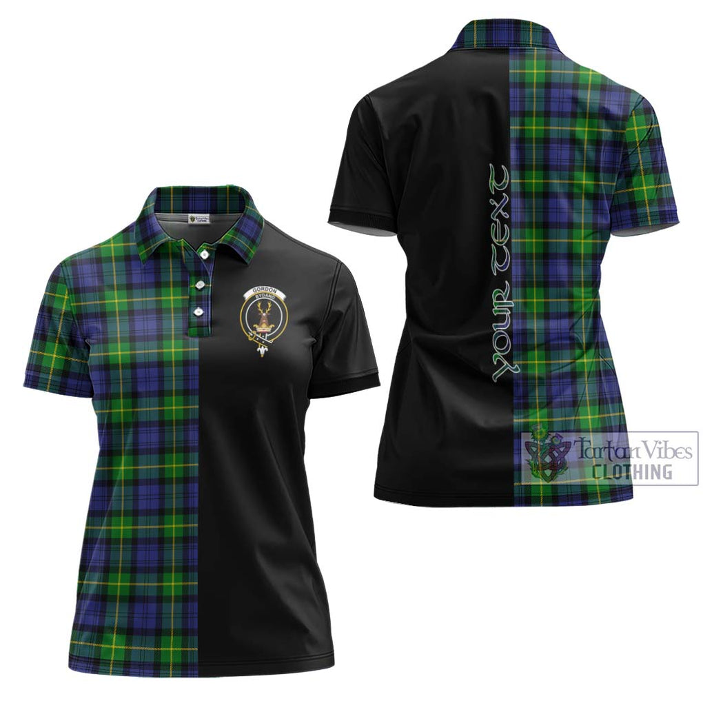 Gordon Modern Tartan Women's Polo Shirt with Family Crest and Half Of Me Style Women - Tartanvibesclothing Shop