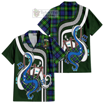 Gordon Modern Tartan Short Sleeve Button Shirt with Epic Bagpipe Style