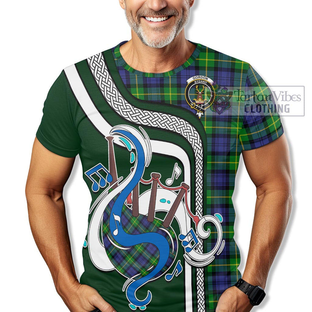 Gordon Modern Tartan T-Shirt with Epic Bagpipe Style Kid's Shirt - Tartanvibesclothing Shop