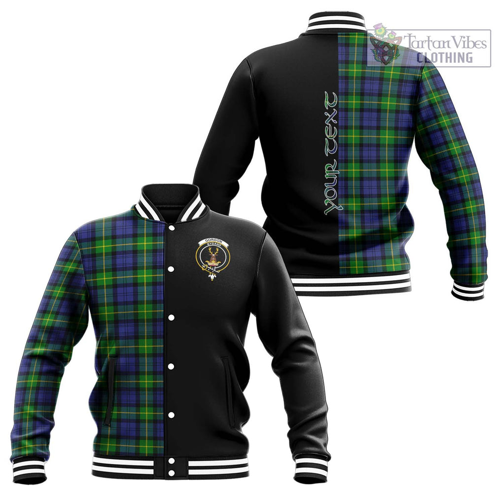 Gordon Modern Tartan Baseball Jacket with Family Crest and Half Of Me Style Unisex - Tartanvibesclothing Shop