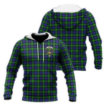 Gordon Modern Tartan Knitted Hoodie with Family Crest