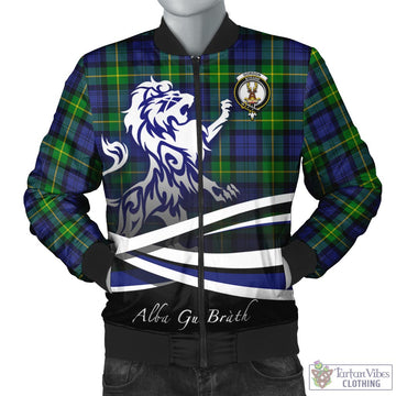 Gordon Modern Tartan Bomber Jacket with Alba Gu Brath Regal Lion Emblem