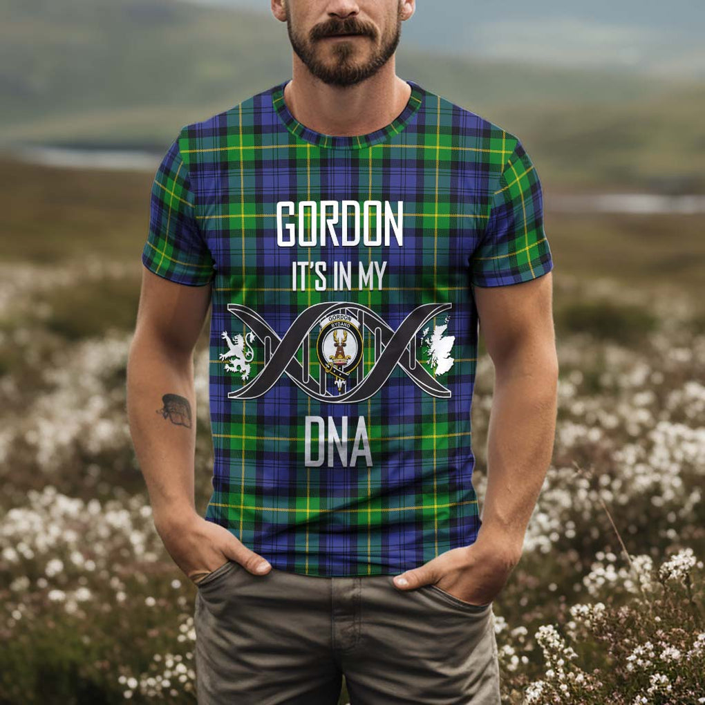 Gordon Modern Tartan T-Shirt with Family Crest DNA In Me Style Kid's Shirt - Tartan Vibes Clothing