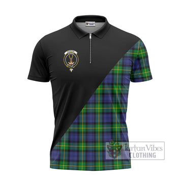 Gordon Modern Tartan Zipper Polo Shirt with Family Crest and Military Logo Style