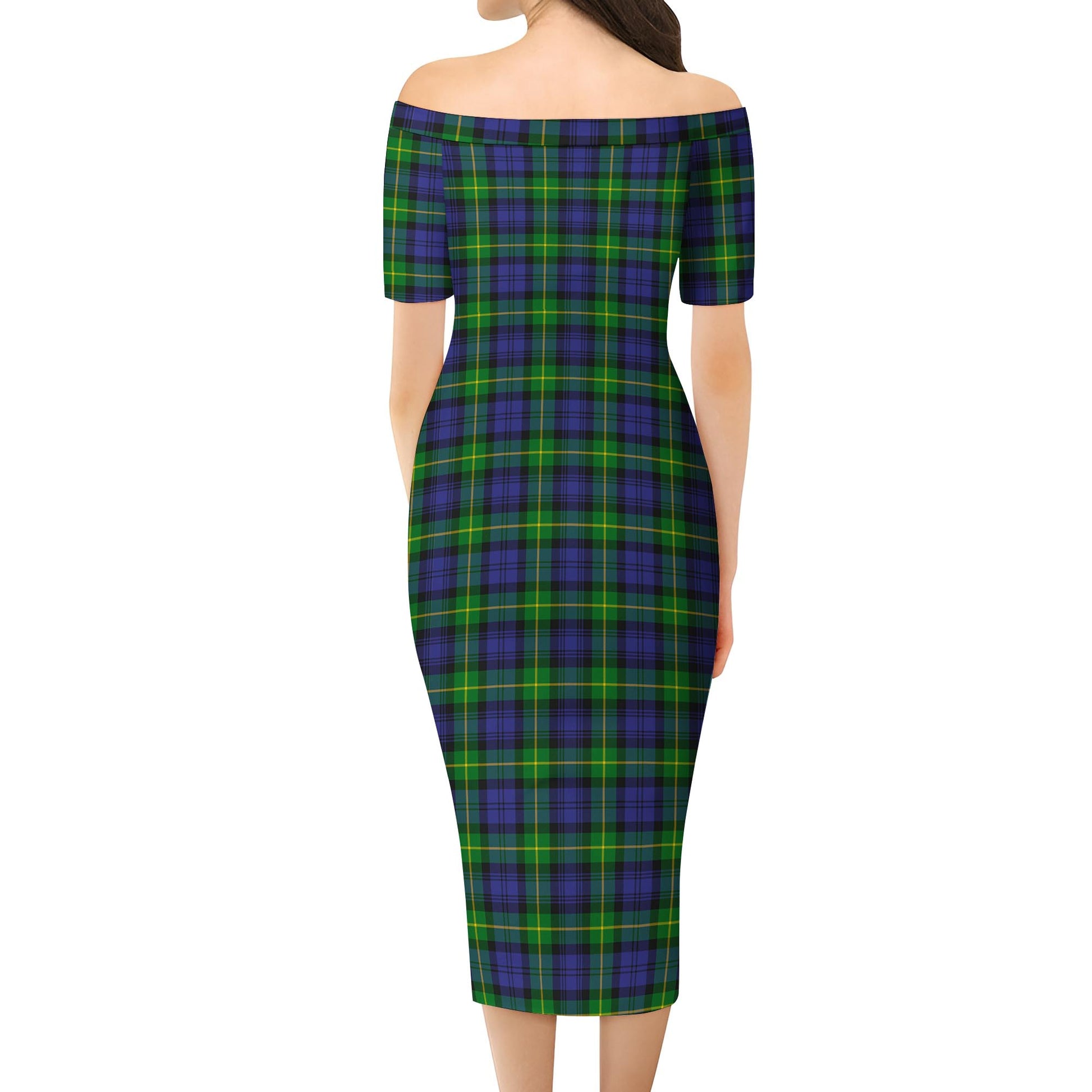 Gordon Modern Tartan Off Shoulder Lady Dress - Tartanvibesclothing