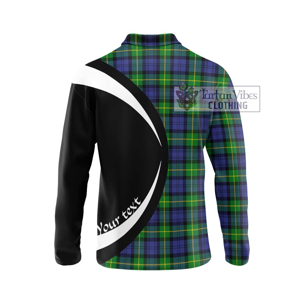 Gordon Modern Tartan Long Sleeve Polo Shirt with Family Crest Circle Style - Tartan Vibes Clothing