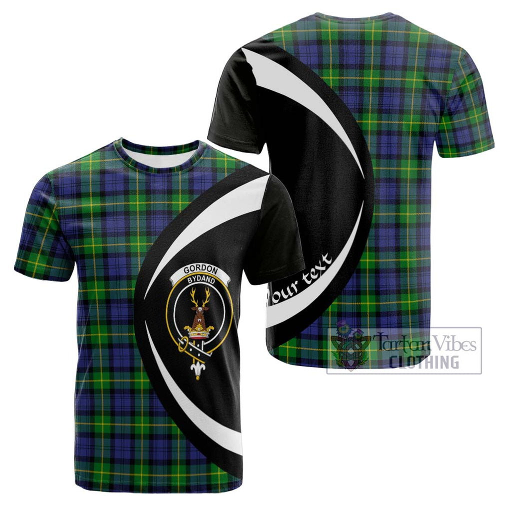 Tartan Vibes Clothing Gordon Modern Tartan Cotton T-shirt with Family Crest Circle Style