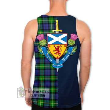 Gordon Modern Tartan Men's Tank Top Alba with Scottish Lion Royal Arm Half Style