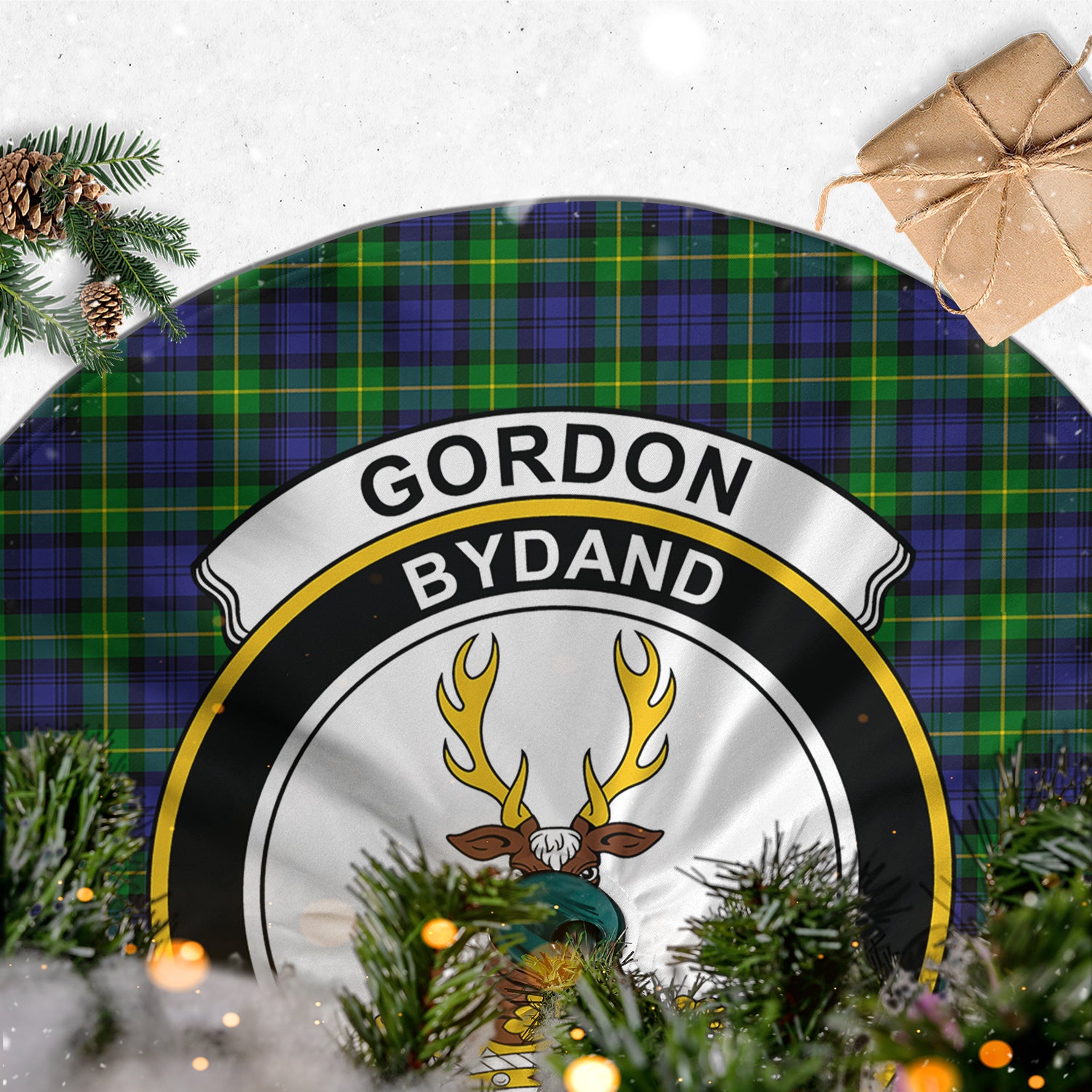 Gordon Modern Tartan Christmas Tree Skirt with Family Crest - Tartanvibesclothing