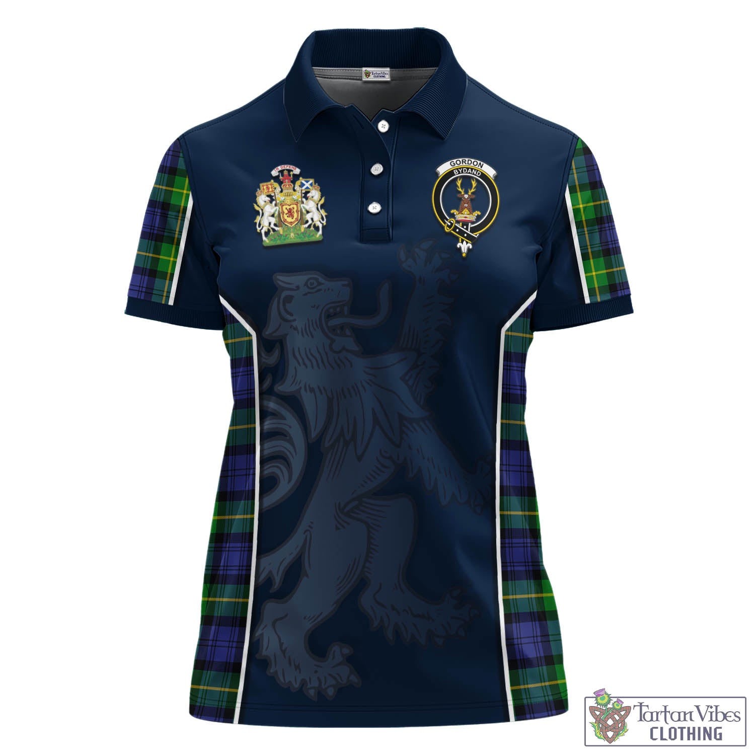 Tartan Vibes Clothing Gordon Modern Tartan Women's Polo Shirt with Family Crest and Lion Rampant Vibes Sport Style