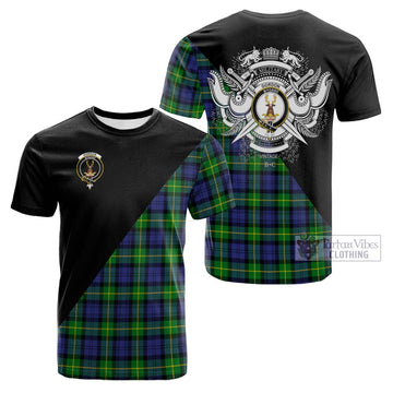 Gordon Modern Tartan Cotton T-shirt with Family Crest and Military Logo Style