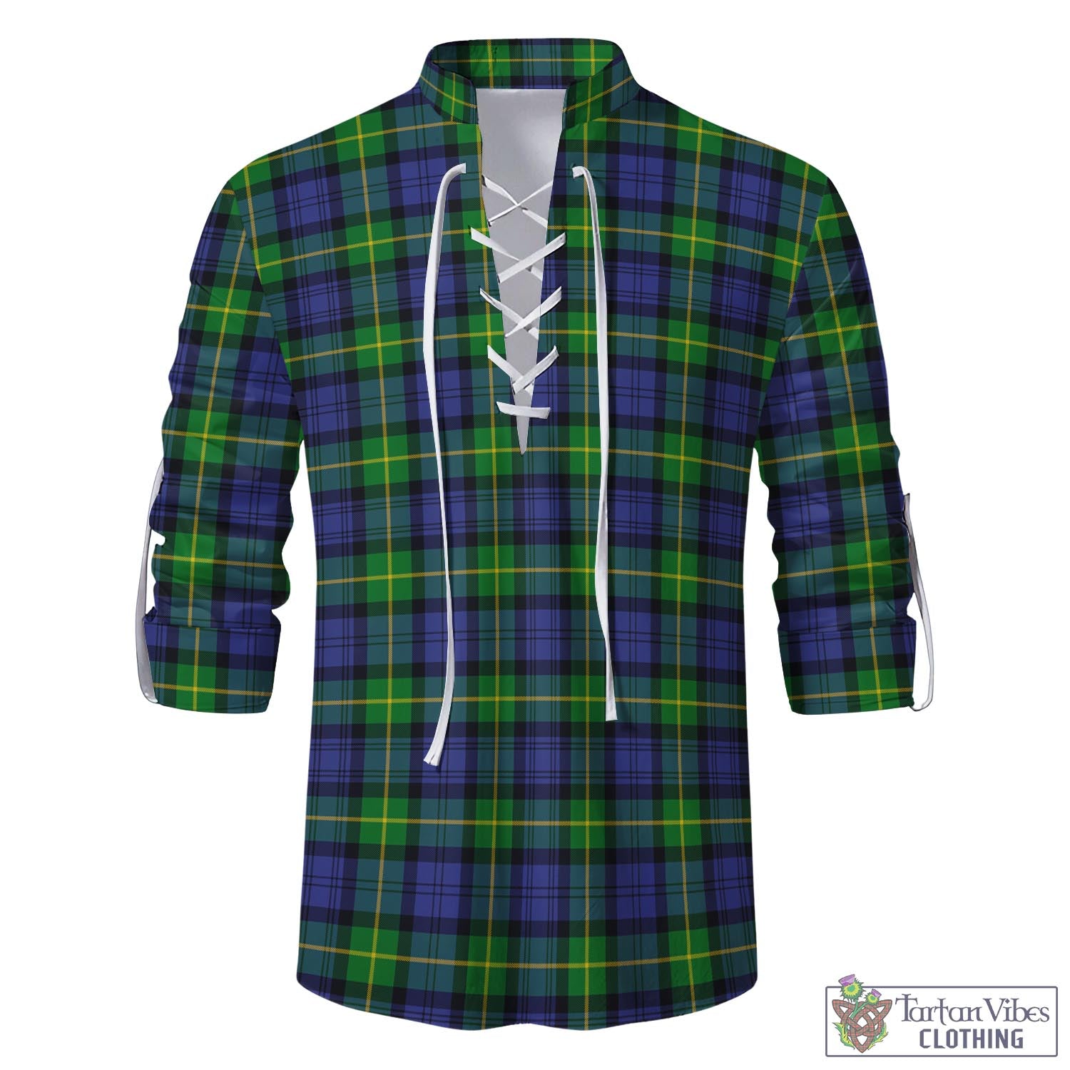 Tartan Vibes Clothing Gordon Modern Tartan Men's Scottish Traditional Jacobite Ghillie Kilt Shirt