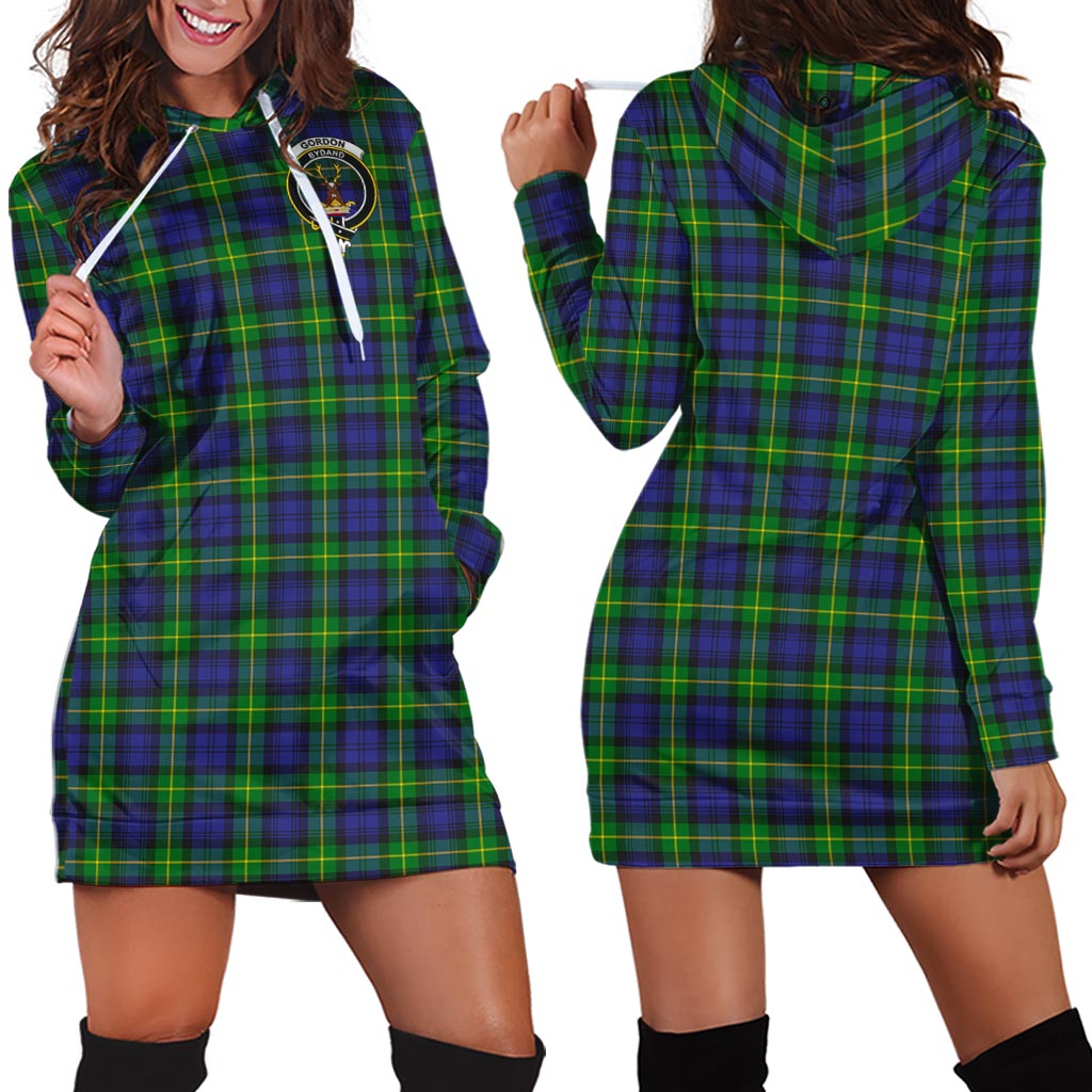 Gordon Modern Tartan Hoodie Dress with Family Crest - Tartan Vibes Clothing