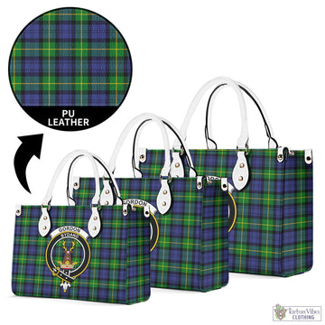 Gordon Modern Tartan Luxury Leather Handbags with Family Crest