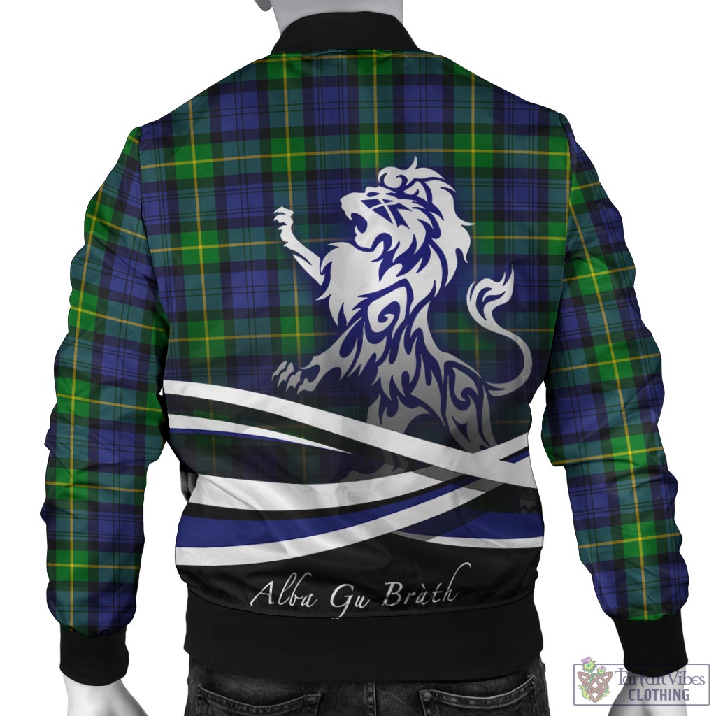 Tartan Vibes Clothing Gordon Modern Tartan Bomber Jacket with Alba Gu Brath Regal Lion Emblem