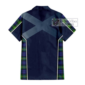 Gordon Modern Tartan Short Sleeve Button Shirt with Family Crest and Lion Rampant Vibes Sport Style