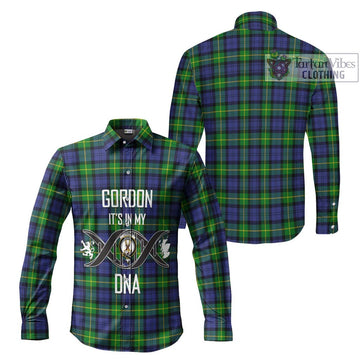 Gordon Modern Tartan Long Sleeve Button Shirt with Family Crest DNA In Me Style