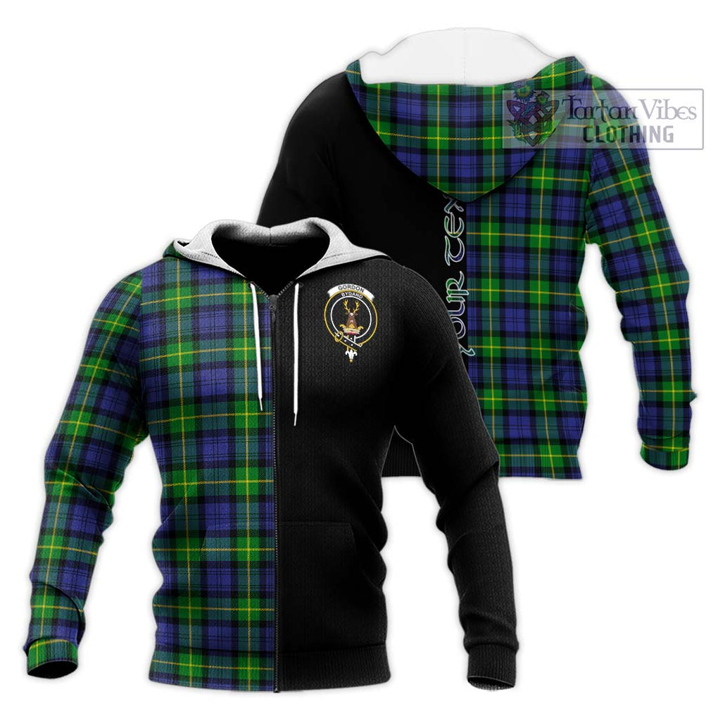 Gordon Modern Tartan Knitted Hoodie with Family Crest and Half Of Me Style Unisex Knitted Zip Hoodie - Tartanvibesclothing Shop