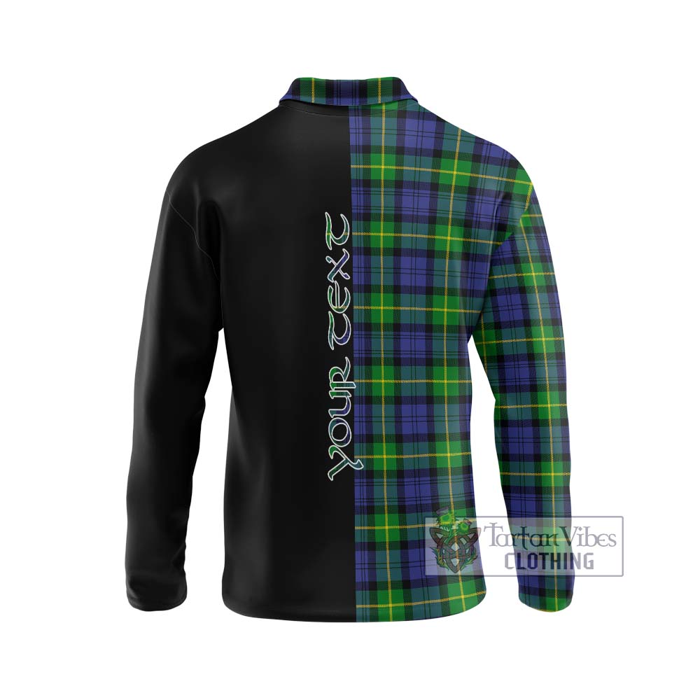 Gordon Modern Tartan Long Sleeve Polo Shirt with Family Crest and Half Of Me Style - Tartanvibesclothing Shop