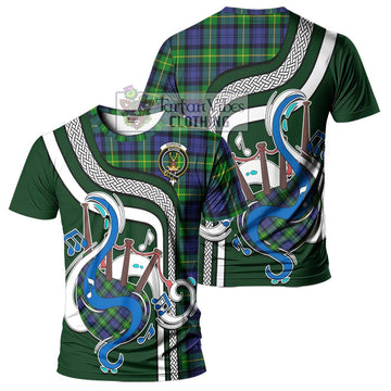 Gordon Modern Tartan T-Shirt with Epic Bagpipe Style