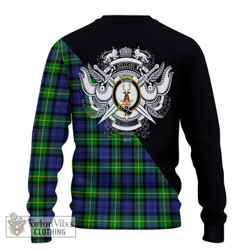 Gordon Modern Tartan Ugly Sweater with Family Crest and Military Logo Style