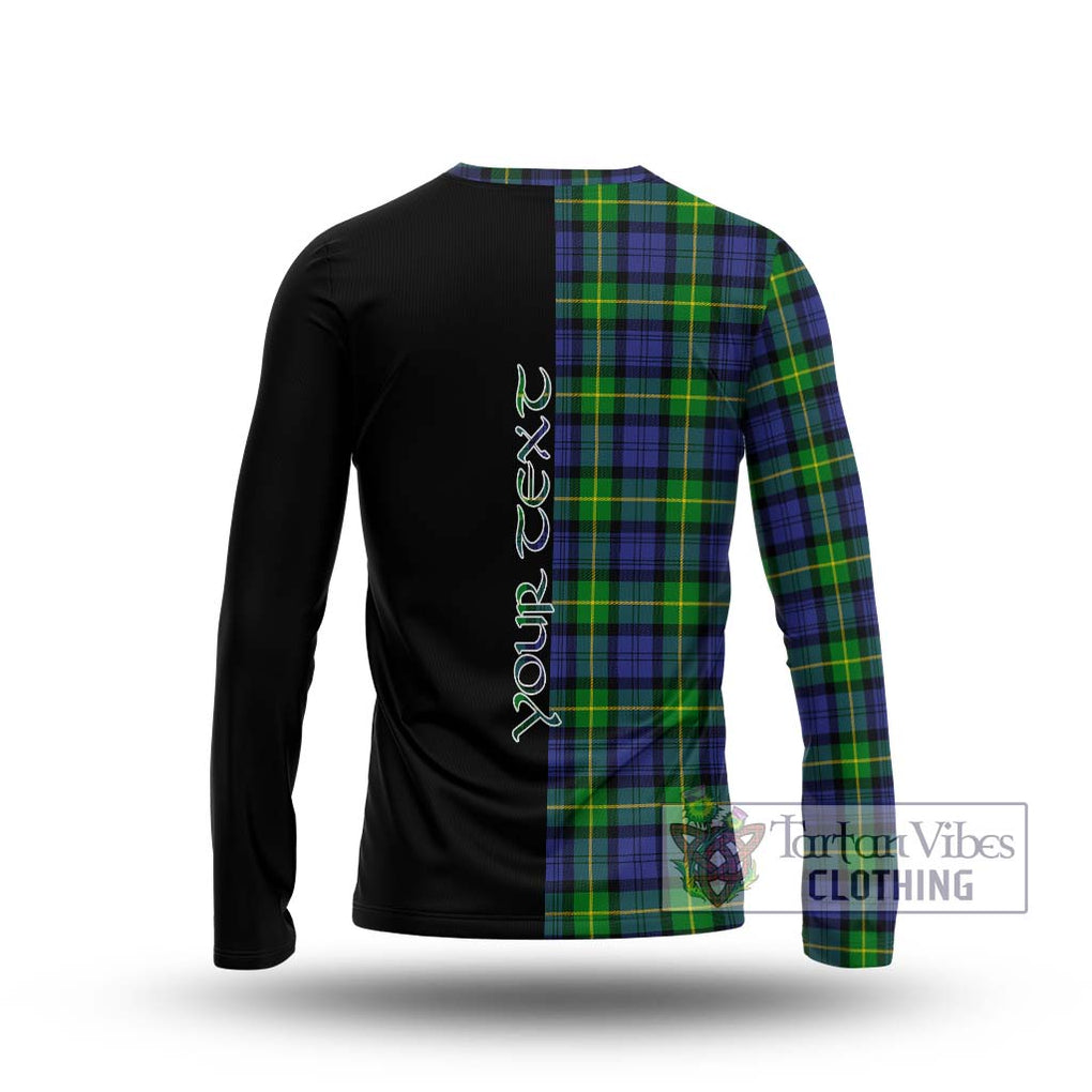 Gordon Modern Tartan Long Sleeve T-Shirt with Family Crest and Half Of Me Style - Tartanvibesclothing Shop