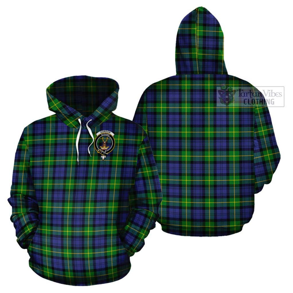 Gordon Modern Tartan Cotton Hoodie with Family Crest Pullover Hoodie - Tartan Vibes Clothing