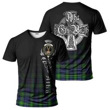 Gordon Modern Tartan T-Shirt Featuring Alba Gu Brath Family Crest Celtic Inspired