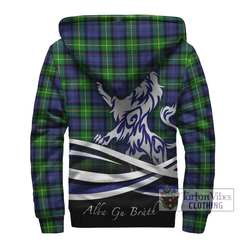 Gordon Modern Tartan Sherpa Hoodie with Alba Gu Brath Regal Lion Emblem - Tartanvibesclothing Shop