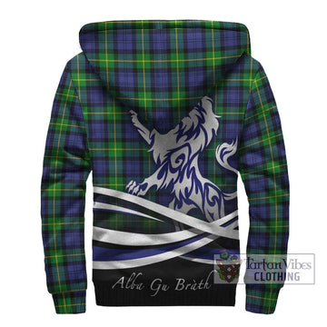 Gordon Modern Tartan Sherpa Hoodie with Alba Gu Brath Regal Lion Emblem