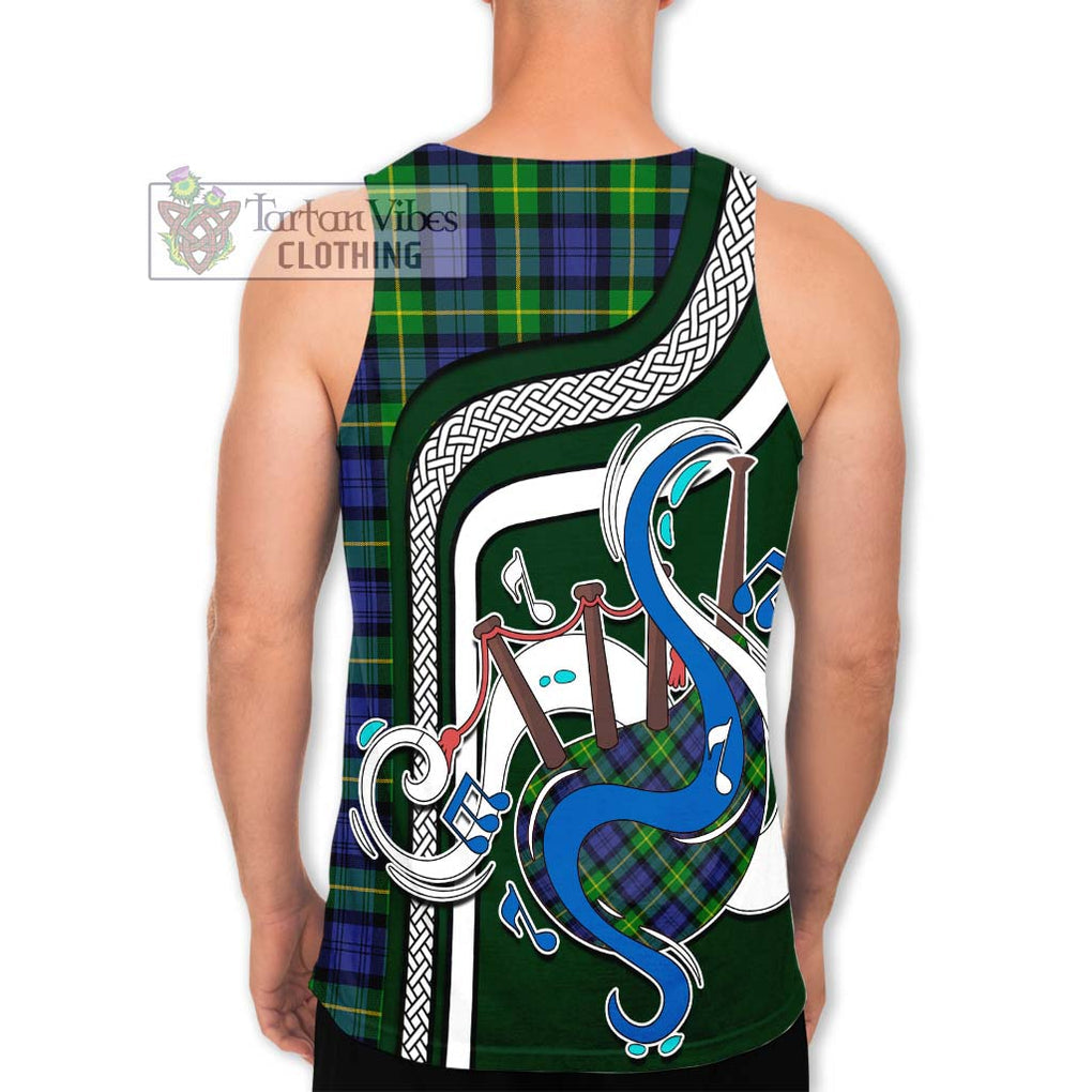 Gordon Modern Tartan Men's Tank Top with Epic Bagpipe Style - Tartanvibesclothing Shop