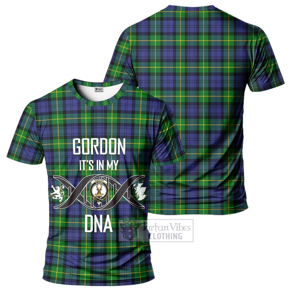 Gordon Modern Tartan T-Shirt with Family Crest DNA In Me Style - Tartan Vibes Clothing