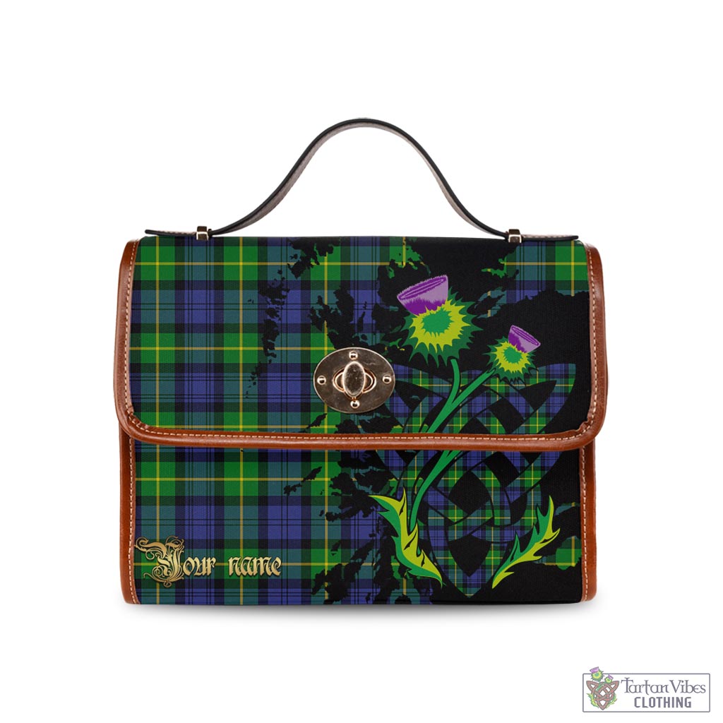 Tartan Vibes Clothing Gordon Modern Tartan Waterproof Canvas Bag with Scotland Map and Thistle Celtic Accents