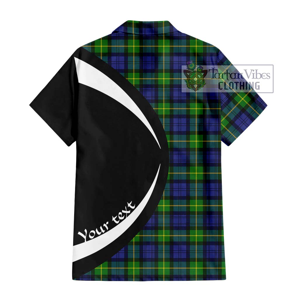 Gordon Modern Tartan Short Sleeve Button Up with Family Crest Circle Style - Tartan Vibes Clothing