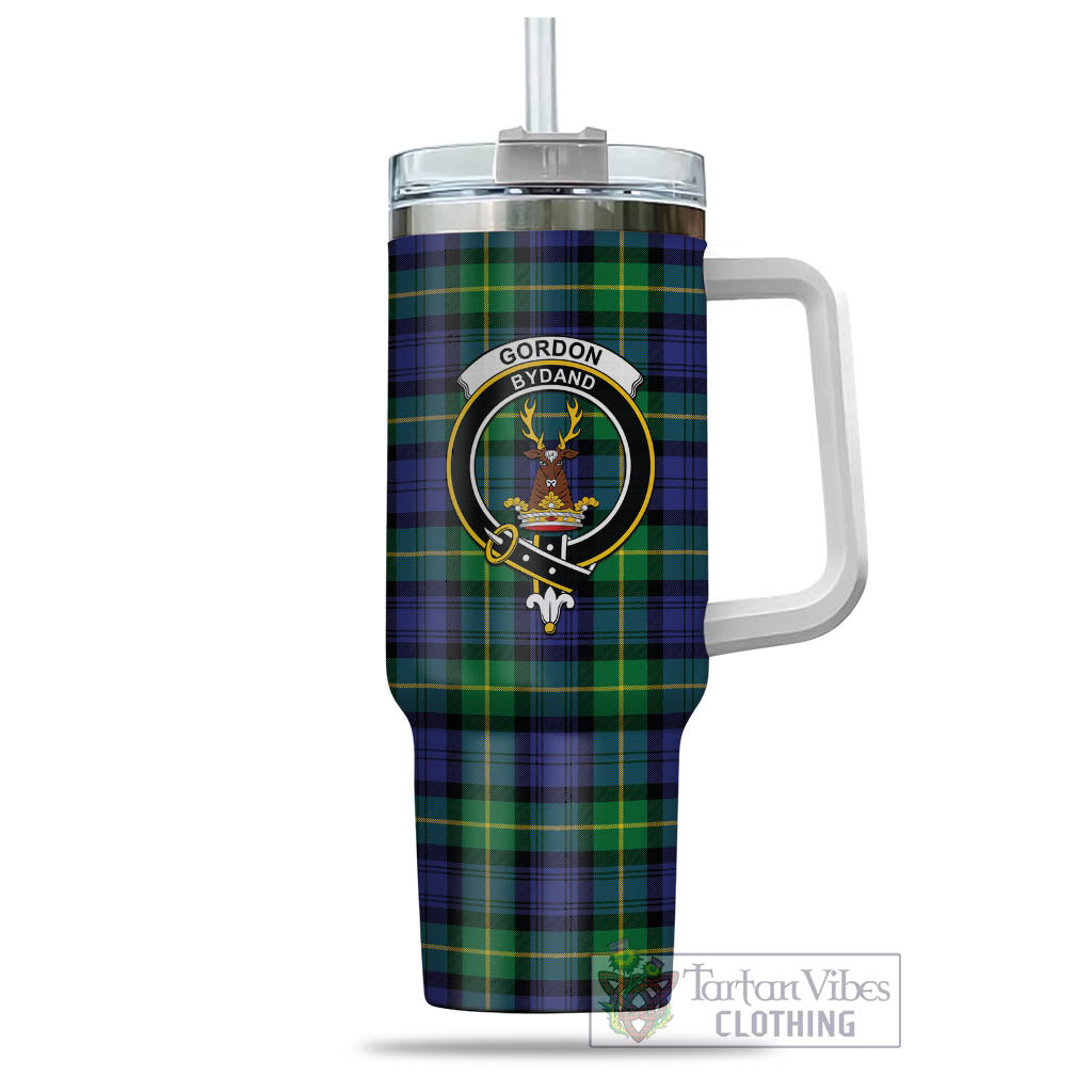 Tartan Vibes Clothing Gordon Modern Tartan and Family Crest Tumbler with Handle