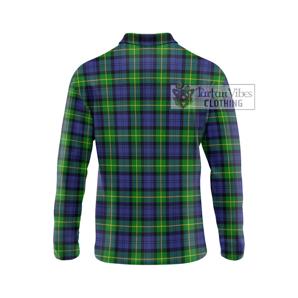 Gordon Modern Tartan Long Sleeve Polo Shirt with Family Crest DNA In Me Style - Tartanvibesclothing Shop