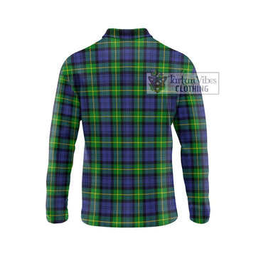 Gordon Modern Tartan Long Sleeve Polo Shirt with Family Crest DNA In Me Style