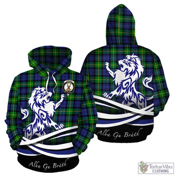 Gordon Modern Tartan Hoodie with Alba Gu Brath Regal Lion Emblem