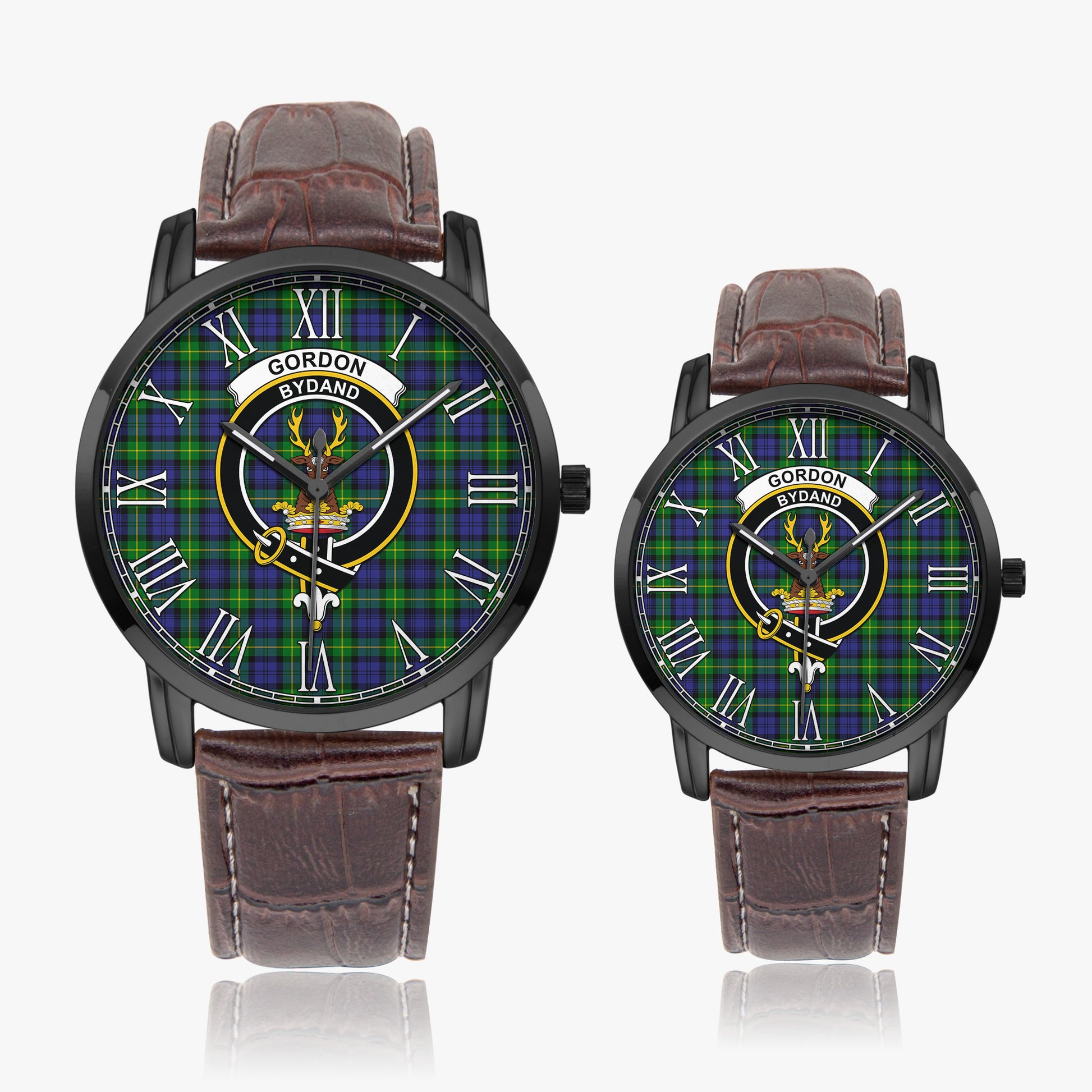 Gordon Modern Tartan Family Crest Leather Strap Quartz Watch - Tartanvibesclothing