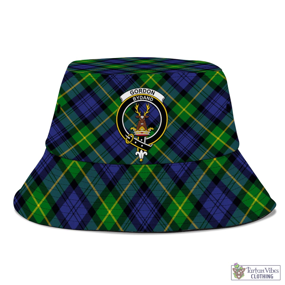 Tartan Vibes Clothing Gordon Modern Tartan Bucket Hat with Family Crest