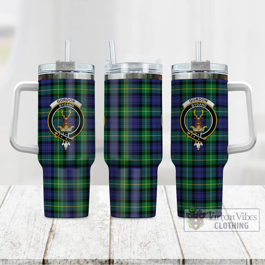 Tartan Vibes Clothing Gordon Modern Tartan and Family Crest Tumbler with Handle