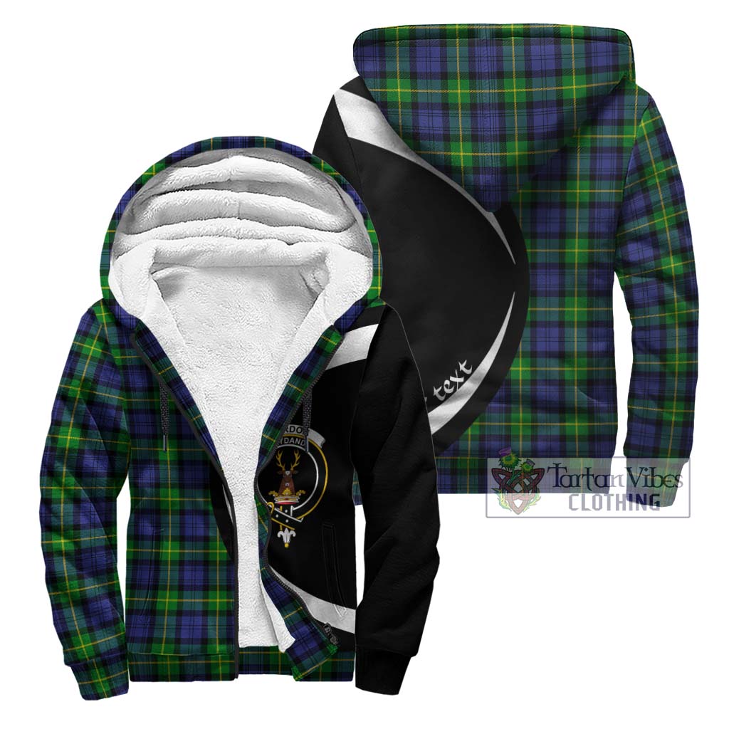 Gordon Modern Tartan Sherpa Hoodie with Family Crest Circle Style Unisex - Tartan Vibes Clothing