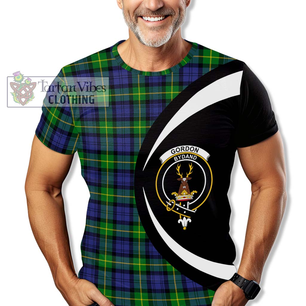 Tartan Vibes Clothing Gordon Modern Tartan T-Shirt with Family Crest Circle Style