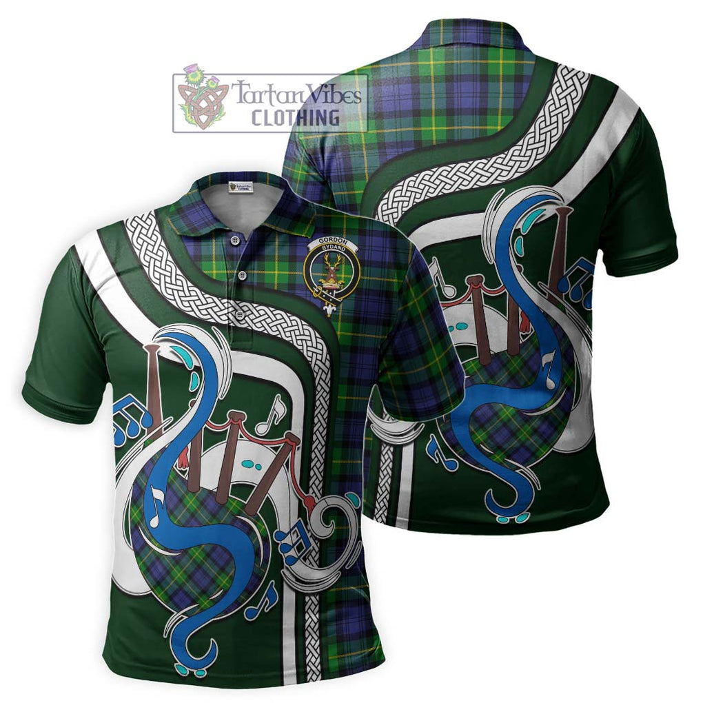 Tartan Vibes Clothing Gordon Modern Tartan Polo Shirt with Epic Bagpipe Style