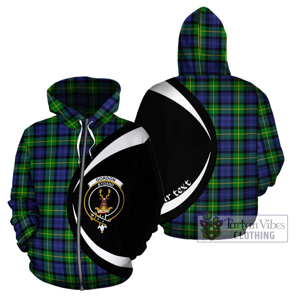 Tartan Vibes Clothing Gordon Modern Tartan Hoodie with Family Crest Circle Style